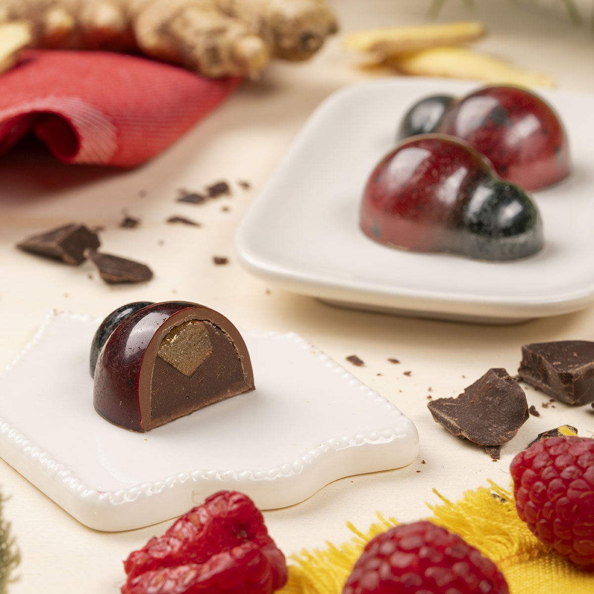 Pralina zenzero e the ai frutti rossi cioccolato ariba ricette dolci e pasticceria per professionisti