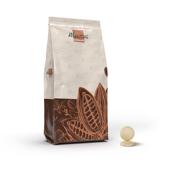 sacchetto cioccolato standard in dischi ariba bianco 72% per cioccolatieri professionisti