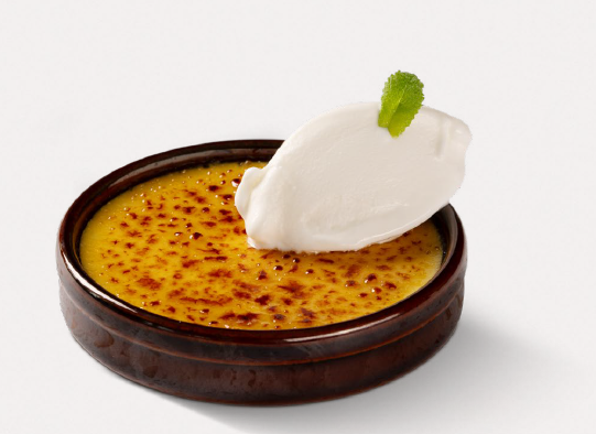 creme caramel con pallina di gelato ricetta per professionisti